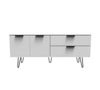 Fuji 2 Drawer 2 Door Wide Sideboard In Grey Matt & White (Ready Assembled)