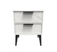 Fuji 2 Drawer Compact Bedside Cabinet In Marble (Ready Assembled)