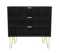 Fuji 3 Drawer Chest In Black Matt (Ready Assembled)