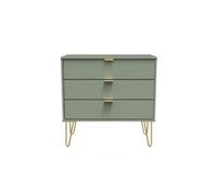 Welcome Furniture Ready Assembled Hirato 3 Drawer Chest -Reed Green, Green