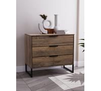 Welcome Furniture Ready Assembled Hong Kong G 3 Drawer Chest In Vintage Oak, Brown
