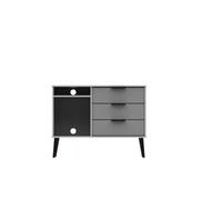 Fuji 3 Drawer Tv Unit In Grey Matt & White (Ready Assembled)