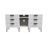 Fuji 6 Drawer Sideboard In Grey Matt & White (Ready Assembled)