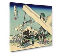 Fuji from the Mountains of Totomi by Katsushika Hokusai Asian Japanese Canvas Wall Art Print Ready to Hang, Framed Picture for Living Room Bedroom Home Office Décor, 14x14 Inch (35x35 cm)