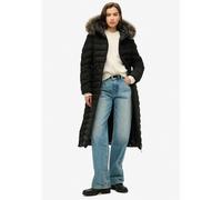 Fuji Long Padded Puffer Jacket with Hood Black
