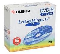 Fuji Magnetics Labelflash 5pk DVD + R Blank DVD + R DISK 4700 MB 120 Minutes 16X Speed Jewel Case