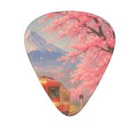 Fuji Mount Cherry Blossom 12 Pack Guitar Picks With 3 Thicknesses And Storage Box, Abs Plectrums For Electric Bass Guitar Players
