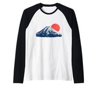 Fuji Mountain Sakura Japan Zen Aesthetic Origami Raglan Baseball Tee