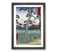 Fuji on The Left of Tokaido Road by Utagawa Hiroshige Framed Print | A2 Walnut Framed Wall Art | Ready to Hang | Asian Landscape Picture | Living Room Bedroom Lounge Office