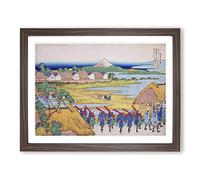 Fuji Seen In The Distance By Katsushika Hokusai Asian Japanese Framed Wall Art Print, Ready to Hang Picture for Living Room Bedroom Home Office Décor, Walnut A2 (64 x 46 cm)