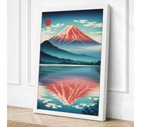 Fuji Under Turquoise Sky Canvas Wall Art Print 18x12 Inch | Ready to Hang, Gallery Wrapped, Fade-Resistant Inks, Securely Packaged, UK Made