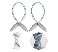 FUJIE 2 Pieces Curtain Tie Backs Curtain Tiebacks Holdbacks Oval Shape Metallic Curtain Clips For Home Office Decorative Curtain Drapes - Silver Grey