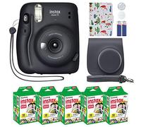 Fujifilm Instax Mini 11 Instant Camera + MiniMate Accessory Bundle & Compatible Custom Case + Fuji Instax Film Bundle (50 Sheets), Flamingo Photo Album (Charcoal Gray, Standard Packaging)