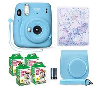 Fujifilm Instax Mini 11 Instant Camera Sky Blue + Fuji Film Value Pack (40 Sheets) + Shutter Accessories Bundle, Including Compatible Carrying Case, Selfie Lens, Quicksand Beads Photo Album 64 Pockets