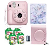 Fujifilm Instax Mini 12 Blossom Pink Camera + Film Value Pack (40 Sheets) + Shutter Accessories Bundle, In arrying Case & Quicksand Beads Photo Album