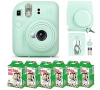 Fujifilm Instax Mini 12 Camera with Fujifilm Instant Mini Film (60 Sheets) Bundle with Deals Number One Accessories Including Carrying Case, Photo Album, Stickers (Mint Green)