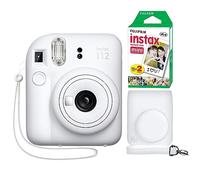 Fujifilm Instax Mini 12 Instant Camera Clay White + Minimate Custom Case + Fuji Instax Film 20 Sheets Twin Pack
