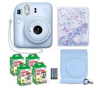 Fujifilm Instax Mini 12 Pastel Blue + Fuji Instax Film 40 Sheets + Shutter Accessories Bundle, Incl. Carrying Case & Quicksand Beads Album 64 Pockets