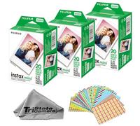 Fujifilm Instax Mini Film, 60 Exposures, ISO 800 + Sticker Frame Set + TSC Microfiber Cloth, Compatible with Mini 13, 12, 11, 41, 8, 9, 25, 50S, 7S, 90 & Mini Link