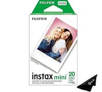 Fujifilm Instax Mini Film - Twin Pack 20 EXP Total, ISO 800, Compatible with Instax Mini Evo, 12, 11, 9 Models, Includes Balveli Premium Microfibre Cleaning Cloth