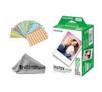 Fujifilm Instax Mini Instant Camera Film, 20 Exposures, ISO 800, Compatible with Mini 13, 12, 11, 41, 8, 9, 90 Cameras & Mini Link + Sticker Frame Set + TSC Microfiber Cloth,