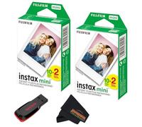 Fujifilm Instax mini Instant Daylight Film (Twin Packs + 32 GB USB Flash Drive) with Sunshine Photo Microfiber Cleaning Cloth... (2 Twin Packs + 32 GB USB Drive)