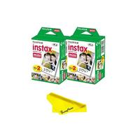 Fujifilm Instax Mini Twin Pack Picture Format Instant Daylight Film for Fujifilm Instax Mini Instant Cameras w/BuzzPhoto Microfiber Cleaning Cloth (2 Twin Packs (40 Sheets))