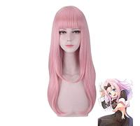 Fujiwara Chika 55cm Pink Long Curls Wig Anime Kaguya-Sama:Love Is War Heat Resistant Hair Cosplay Costume Wigs + Wig Cap