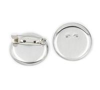 fujiyuan 100 pcs 25mm 1" Metal Round Safety Pin Back Brooch Finding DIY Base Clip Color Nickle