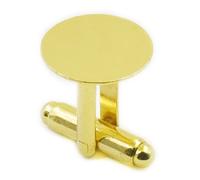fujiyuan 20 Pcs 10 pairs 15mm 5/8" Cufflinks Copper Pad Round Blank Cuff Links Gold
