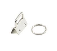 fujiyuan 50 Sets 25mm 1" Key Fob Hardware Wrist Key Chain Wristlet Sets with Split Rings Key Rings For wristlets with fabric ribbon webbing embossed Nickel