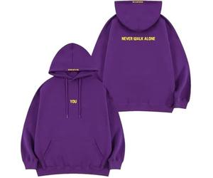 FUJUTANG Jimin with You Hoodie Sweater Jimin Hoody You Never Walk Alone Pullover Sweatshirt, Purple, XL