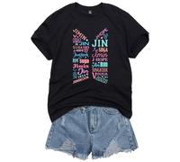 FUJUTANG Kpop Bangtan Boys Shirt Suga Jungkook Jimin V RM Jhope Jin Tshirt Tee Kpop Merch for Women, Black, M