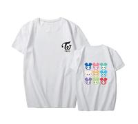 FUJUTANG Kpop Twice Unisex T-Shirt Twice Cartoon Shirt NaYeon Sana Mina Momo Tzuyu Dahyun Tee Shirt, White, XL
