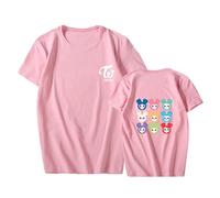 FUJUTANG Kpop Twice Unisex T-Shirt Twice Cartoon Shirt NaYeon Sana Mina Momo Tzuyu Dahyun Tee Shirt, Pink, M