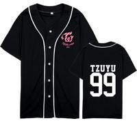 FUJUTANG Twice Baseball Jersey Tzuyu Mina Momo Sana Dahyun Chaeyoung V Neck Hip-Hop T-Shirt