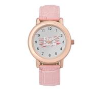 Fuk C-ancer Women's Leather Watch Easy Reader Minimalist Wristwatch Pink Rose Gold Strap Watches