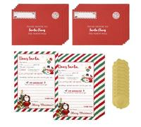 Fukaisu 10 Sets Letter to Santa Writing Kit, 5x7in/12.7x17.7cm Paper Sheets with Red Envelope & Seal Stickers Christmas Xmas Official Letters Fill-in-The-Blank Wish List for Naughty Kids