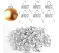 Fukaisu 100pcs Christmas Ornament Topper Caps, 0.5in Round Ball Hanger Adapter Cap Tops Hooks Replacement for Christmas Tree Porcelain Glass Ceramic Decor Decoration (Silver)