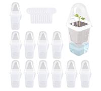 Fukaisu 12 Sets 2.5" Mini Self Watering Pots with Humidity Dome & Plant Labels, Small Clear Plastic Self Watering Pots for Indoor Plants Alocasia Corm Propagation Sowing