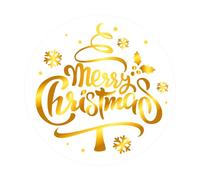 Fukaisu 120pcs Christmas Label Stickers, 5cm/1.97in Merry Christmas Round Self-Adhesive Seal Stickers Decals for Gift Wrapping Cards Envelopes and Holiday Decoration (White, Gold)