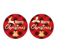 Fukaisu 120pcs Christmas Label Stickers, 5cm/1.97in Merry Christmas Round Self-Adhesive Seal Stickers Decals for Gift Wrapping Cards Envelopes and Holiday Decoration (Stripe Style)
