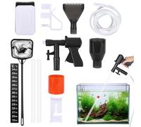 Fukaisu 12pcs Fish Tank Cleaner Kit, Multi-Functional Aquarium Tank Vacuum Gravel Cleaning Tool Kit with Magnetic Glass Cleaner Syphon Siphon Accessories for Sand Washing and Water Changing