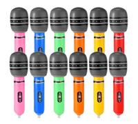 Fukaisu 12pcs Inflatable Microphones, 22x6cm/8.6x2.3in Blow Up Microphone Props Funny Music Themed Party Favor Set for 80s 90s Party Kids Karaoke DJ-Props Stage Decoration Supplies