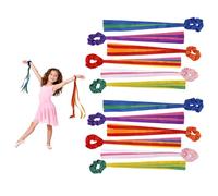 Fukaisu 12pcs Rainbow Dance Ribbons, Dancing Children Ribbon Wrist Hand Held Rhythm Streamers for Kids Dancer Gymnastics Dance Performance Decorations and Artistic Movement Play (Multicolor)