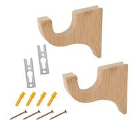 Fukaisu 2 Pcs Wooden Curtain Rod Brackets, 3-1/2" Return Bracket for 2" Pole Wooden Curtain Rod Holders for Drapes Shower Wardrobe Rods Bathroom Bedroom Living Room Kitchen