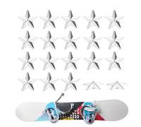 Fukaisu 20pcs Snowboard Stomp Pads, Star Shape Studs Anti-Slip Grip Pad Mat for Snowboard Binding Traction Fun & Functional Ski Stomp Adhesive Accessories for Men Women Beginners (Silver)