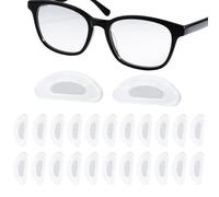 Fukaisu 24 Pairs Silicone Nose Pads Replacement, 0.59in Non-Slip Clear Adhesive Grips for Eye Glasses Sunglasses Anti Slip Soft Translucent Eyeglass Pieces Comfortable Wear Accessories for Daily Use