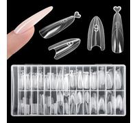 Fukaisu 240pcs Sandwich Nail Dual Forms, ABS Almond Round Nail Extension Molds 15 Sizes Tip Forms for Builder Gel DIY Salon Manicure Tools