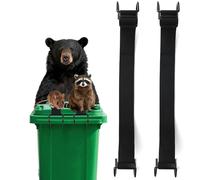 Fukaisu 2pcs Animal Proof Trash Can Lid Lock, Strong Garbage Bin Lid Strap with Metal Double Claw Hook for 28-96 Gallons Outdoor Dustbins to Prevent Raccoon Animals and Wind from Tipping Over(Black)